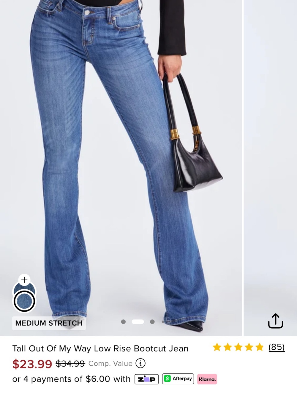 Fashion Nova Medium Blue Low-Rise Bootcut Jeans
